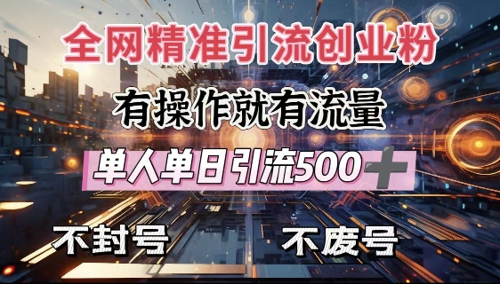 全网独家引流创业粉，有操作就有流量，单人单日引流500+，不封号、不费号——生财有道创业项目网_海蓝资源库