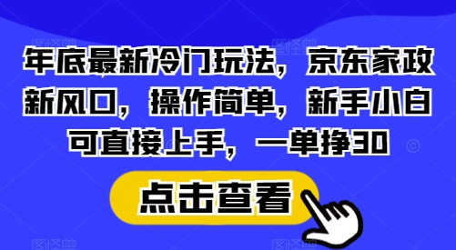 年底最新冷门玩法，京东家政新风口，操作简单，新手小白可直接上手，一单挣30【揭秘】_海蓝资源创业网-海蓝资源_海蓝资源库