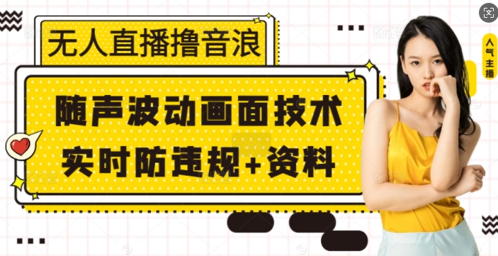 无人直播撸音浪+随声波动画面技术+实时防违规+资料【揭秘】——生财有道创业项目网_海蓝资源库