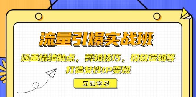 （14008期）流量引爆实战班，涵盖情绪触点，剪辑技巧，投放逻辑等，打造女性IP变现_海蓝资源库