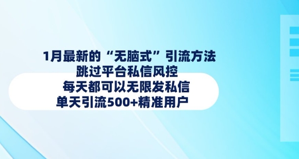 1月最新的无脑式引流方法，跳过平台私信风控，每天都可以无限发私信，单天引流500+精准用户——海蓝资源创业项目网_海蓝资源库