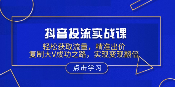 （13954期）抖音投流实战课，轻松获取流量，精准出价，复制大V成功之路，实现变现翻倍_海蓝资源创业项目网-海蓝资源_海蓝资源库