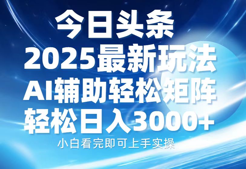 （13958期）今日头条2025最新玩法，思路简单，复制粘贴，AI辅助，轻松矩阵日入3000+_海蓝资源库